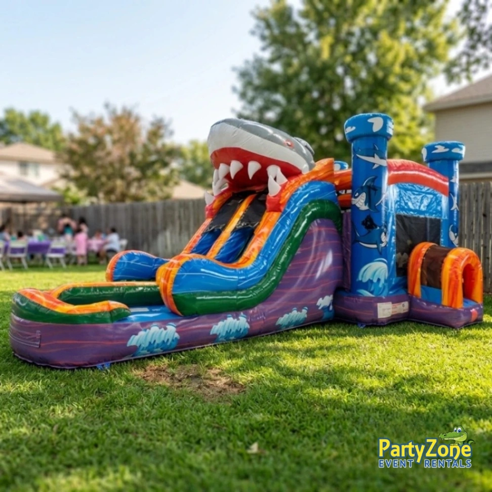 Dual-Lane Slide Combo Shark MC Dual Lane Water Slide Combo rental for Chalmette LA parties and St. Bernard Parish events