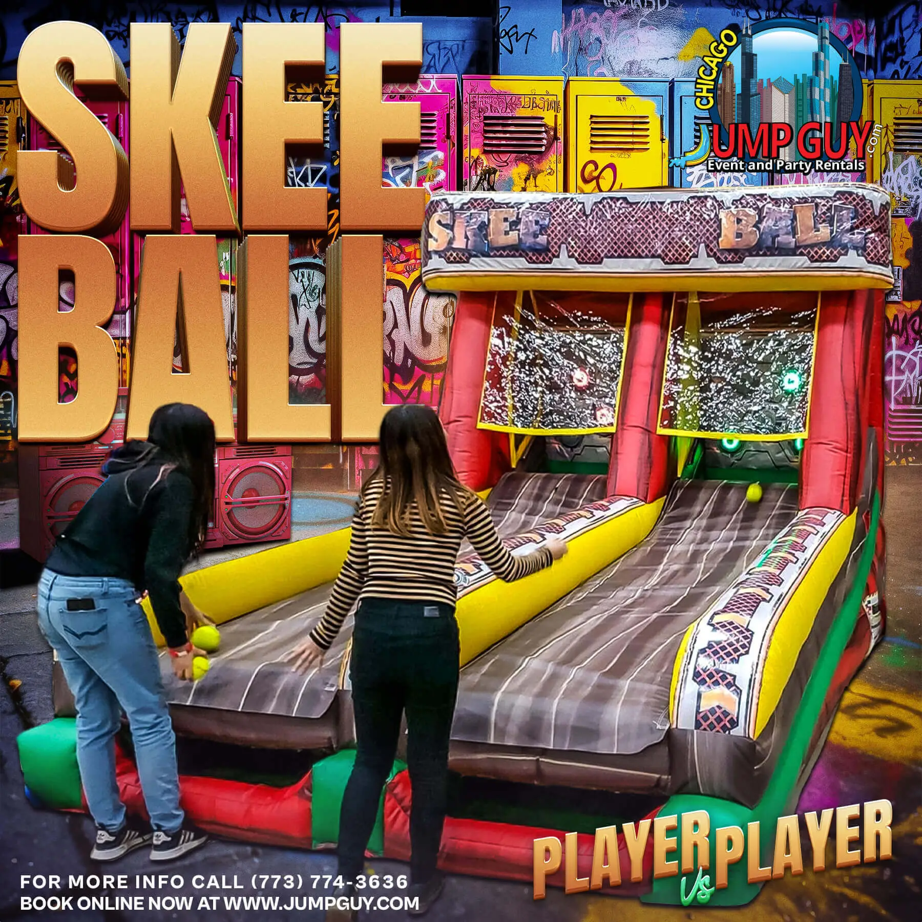 Inflatable Battle Light Skee Ball arcade game rental for Wheaton IL parties